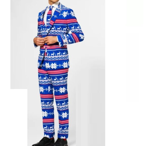 OppoSuits Rudolph Christmas Suit, Size 42, 32, Blue, Red, White - Picture 5 of 7